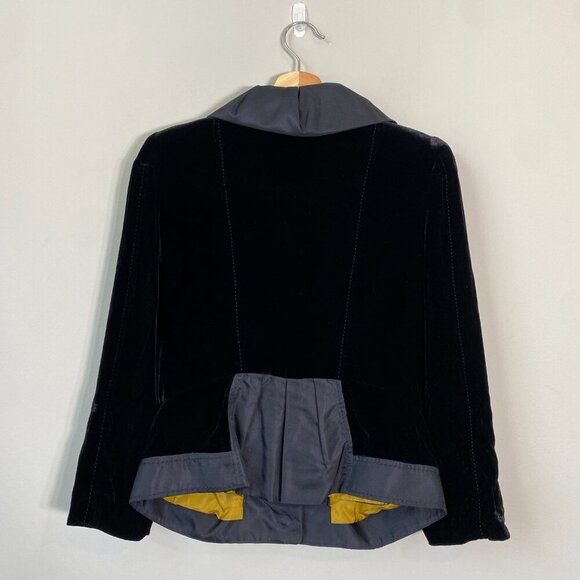 Vintage Magaschoni Women's Size 6 Velvet Silk Puff Collar Blazer Jacket Black - Picture 3 of 14